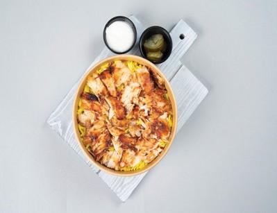 Chicken shawarma meal with rice