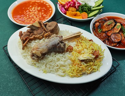 Half a plate of quzi on rice