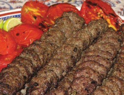 Meat kebab person