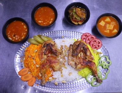 Grilled chicken on rice