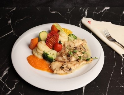 Chicken steak with white sauce