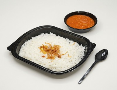 A portion of rice with broth