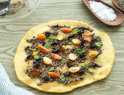 Cheese manakish with mushrooms
